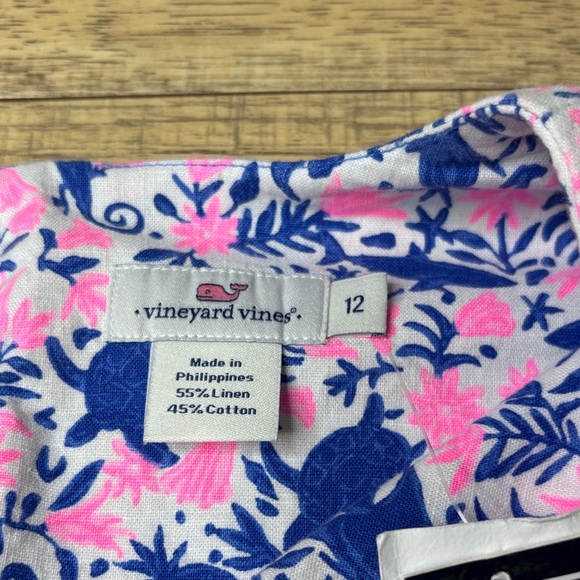 Youth Vineyard Vines Linen Blend Bahamas Otomi Shift Dress Size 12 - Picture 4 of 8